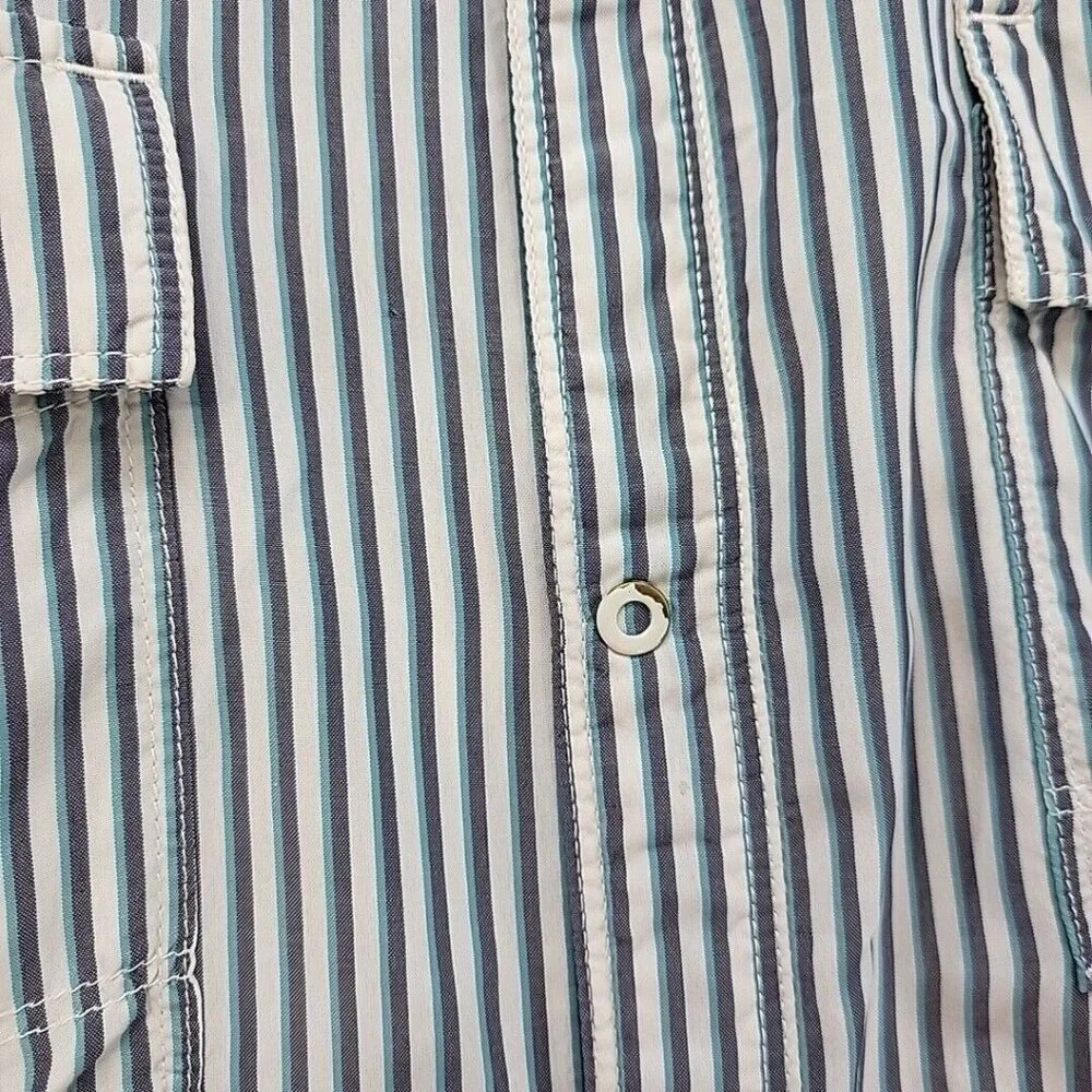 The North Face Mens Shirt Sz XXL Blue‎ Striped Snap Up Short Sleeve